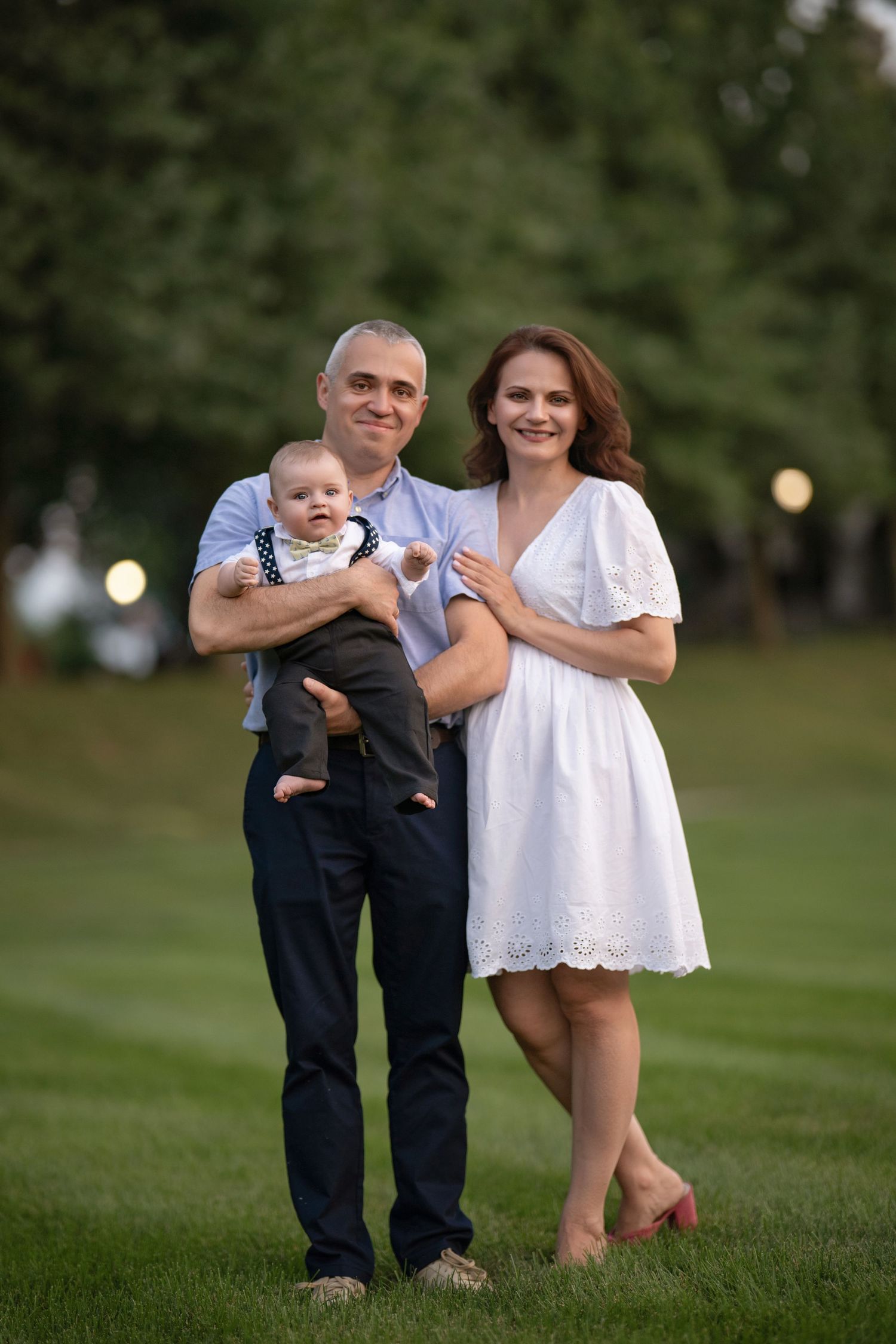Family portrait outdoors during a family photography session in the Main Line Philadelphia area.