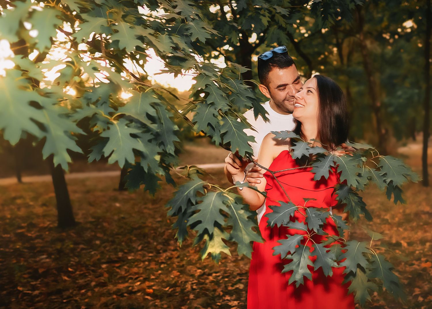 Engagement photos at sunset, fall love Wayne PA