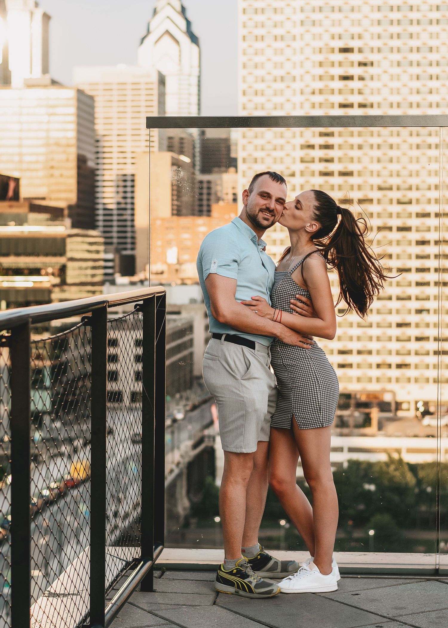 a couple in love at Cira Green Philadelphia family photographer