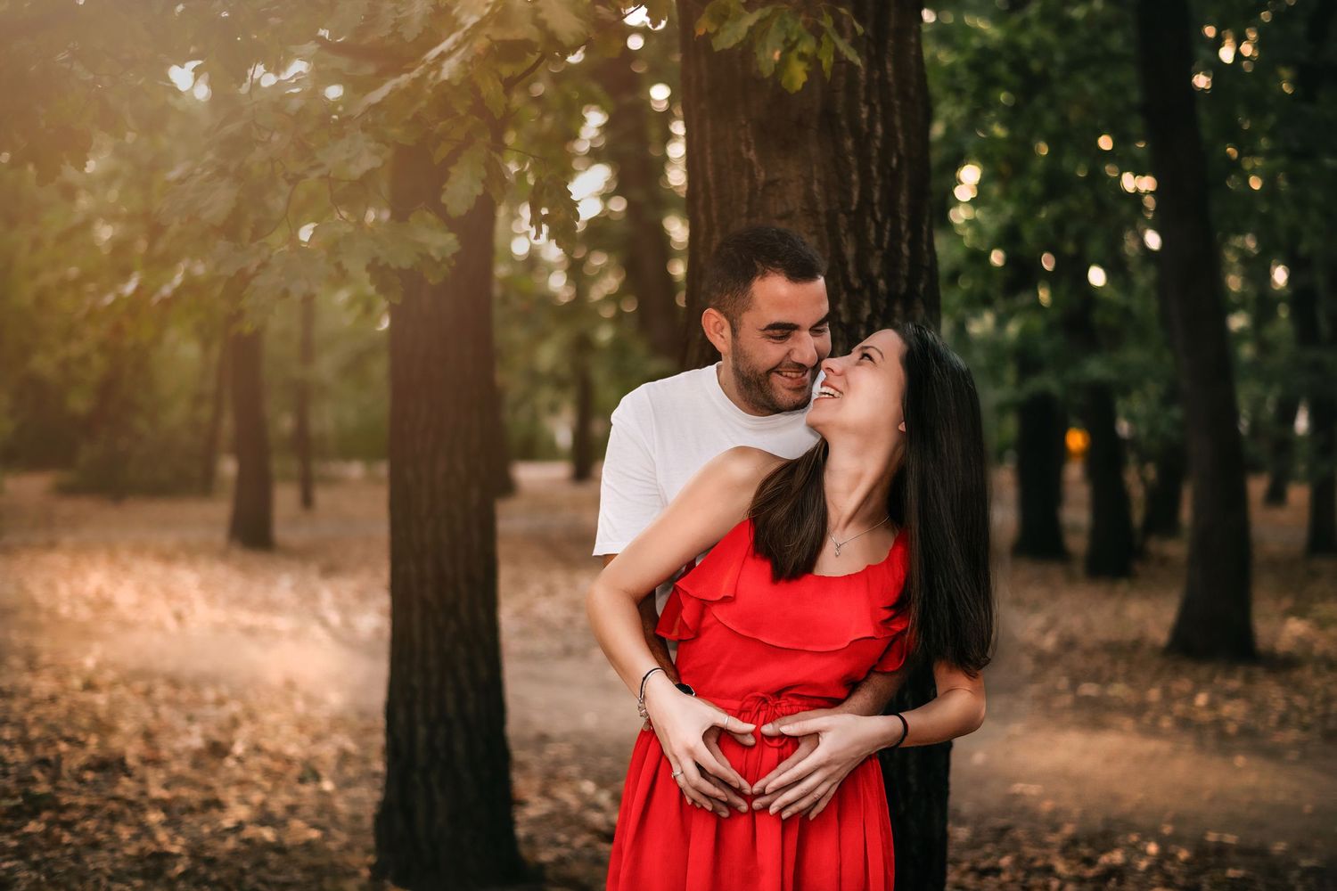 Engagement and maternity photos at sunset, fall love Wayne PA