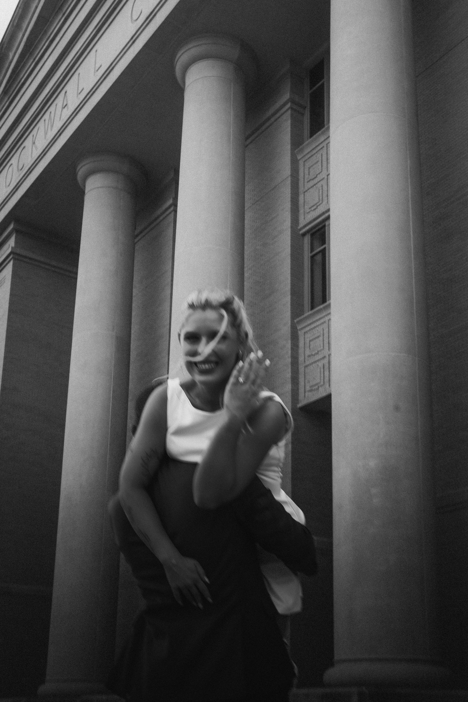 Artistic black and white photo sequence showing shadows and columns in architectural detail.