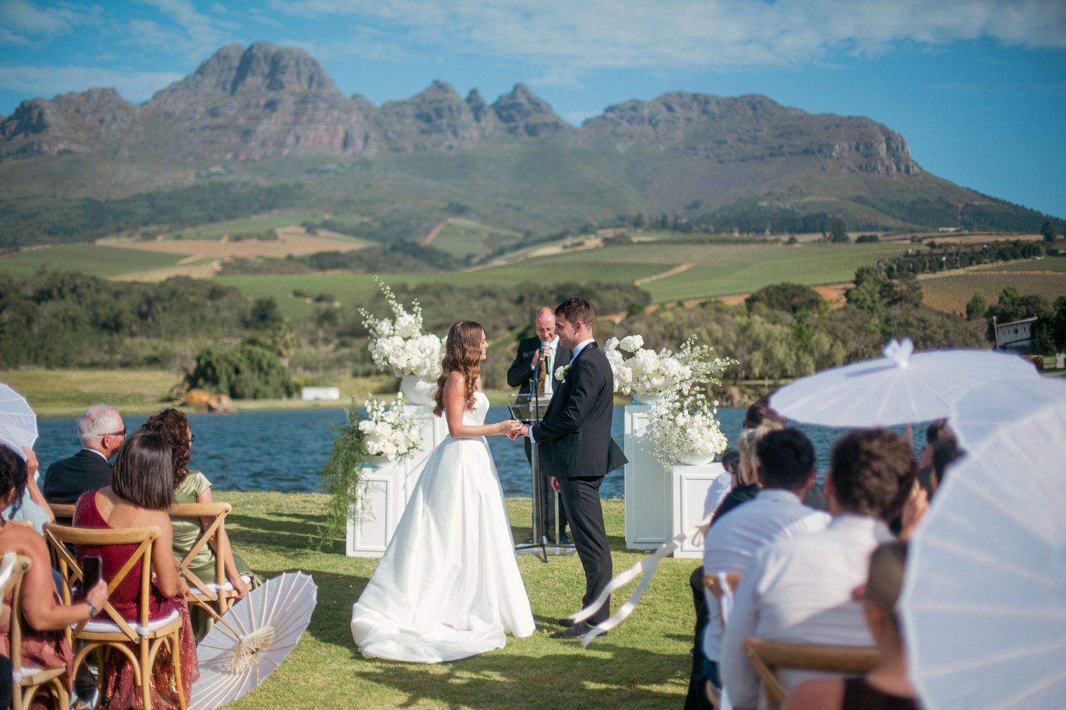 Bride and groom ceremony at Webersburg Wine Farm, Stellenbosch
