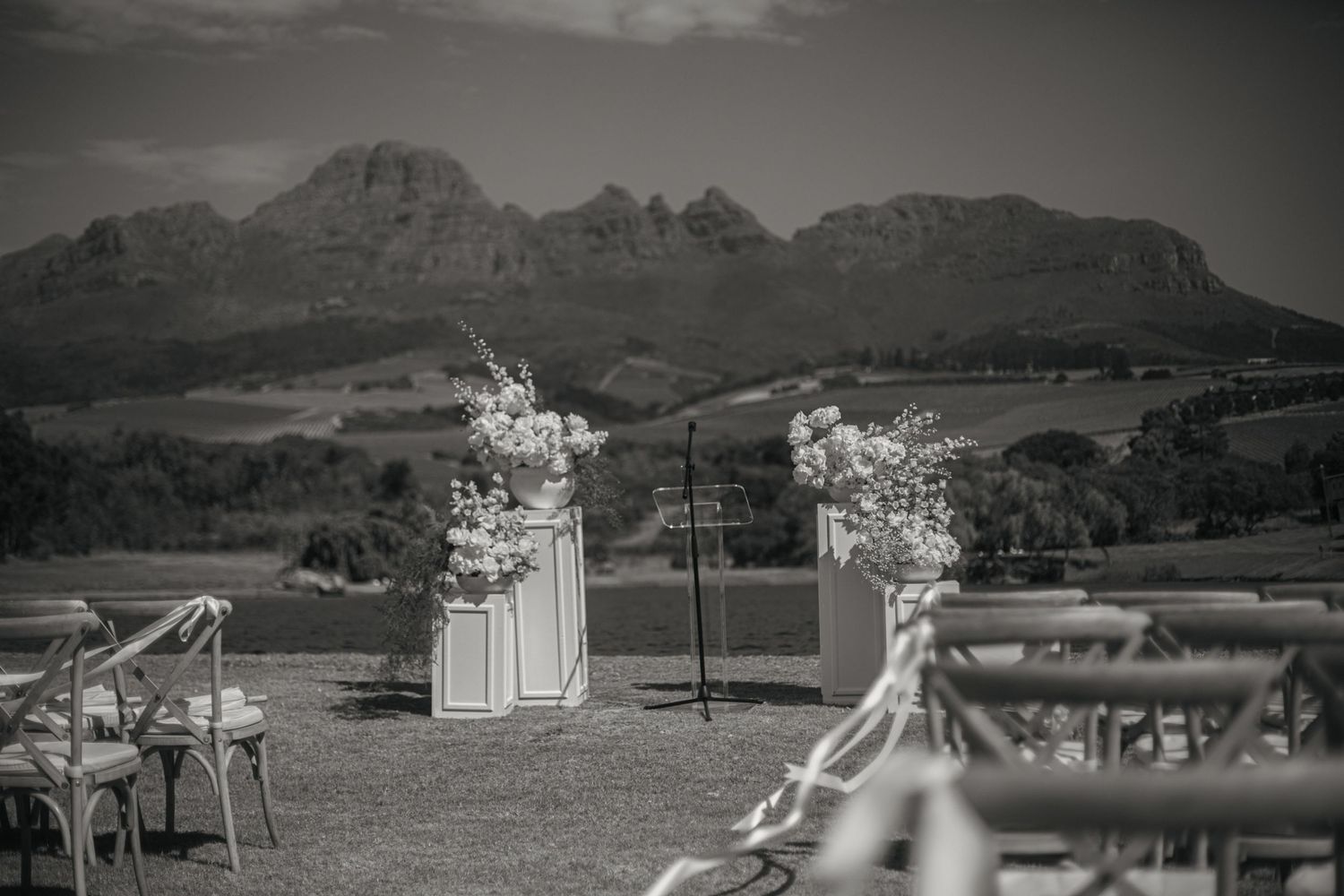 Bride and groom ceremony at Webersburg Wine Farm, Stellenbosch