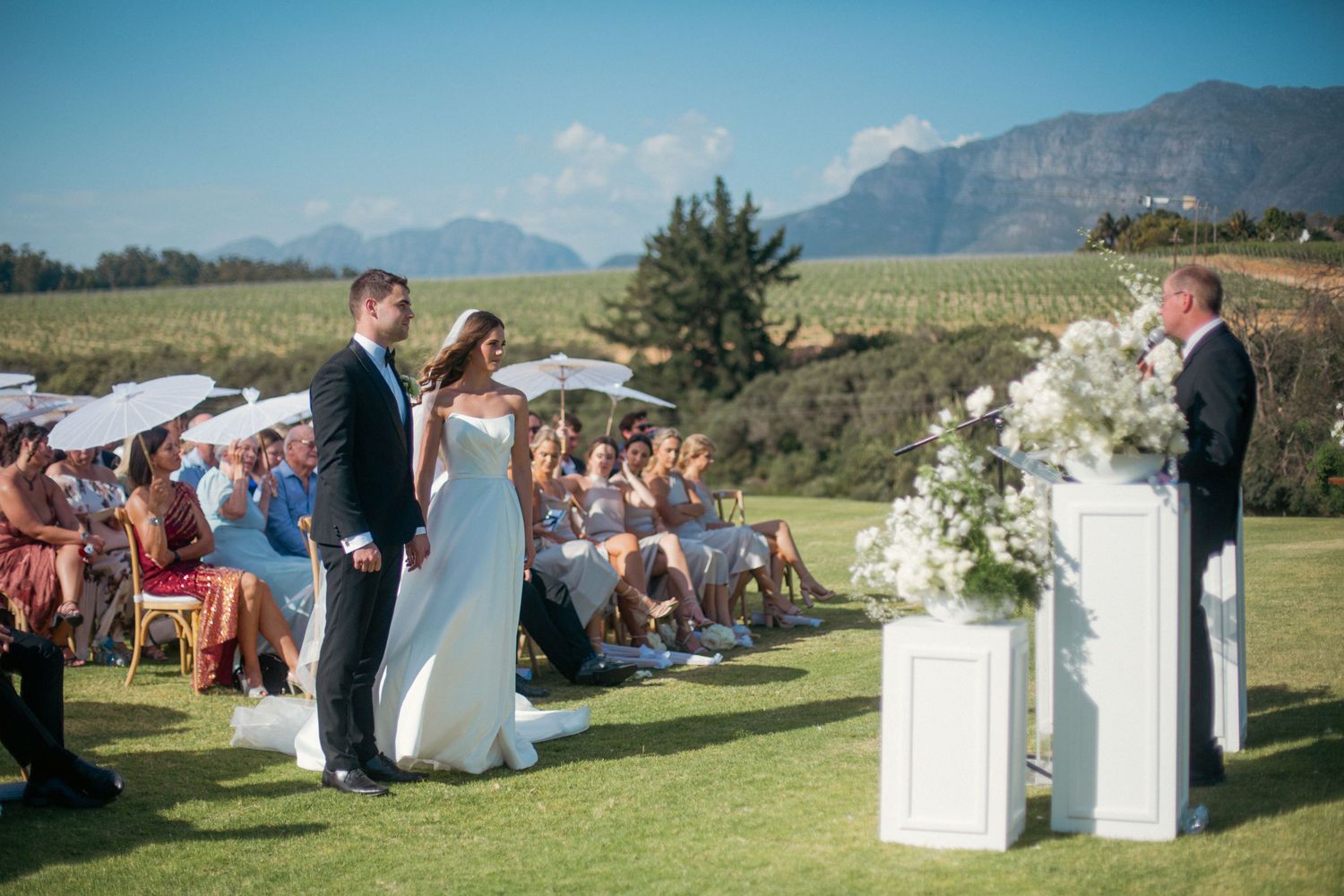 Bride and groom ceremony at Webersburg Wine Farm, Stellenbosch