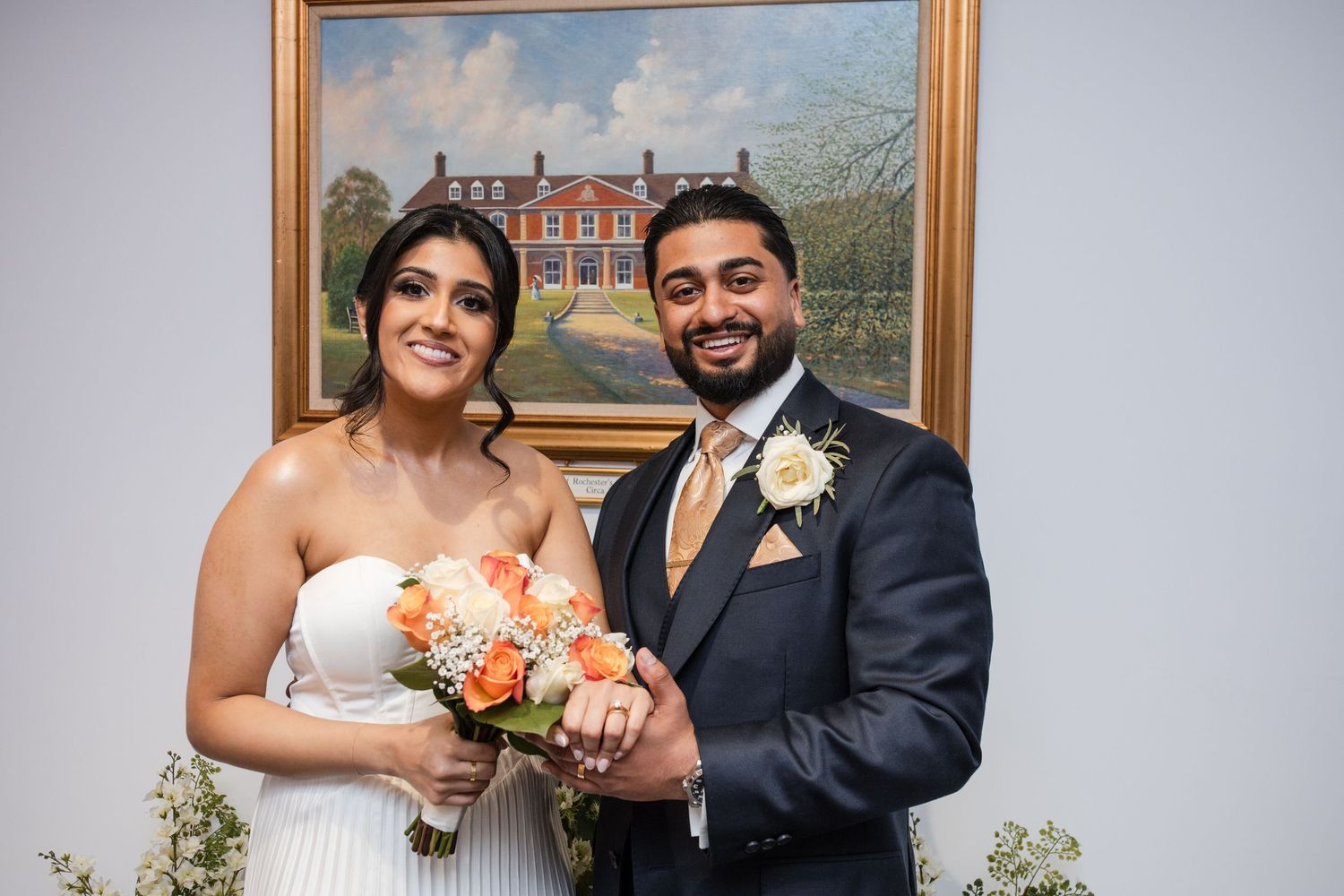 Bride and groom portrait on their wedding day