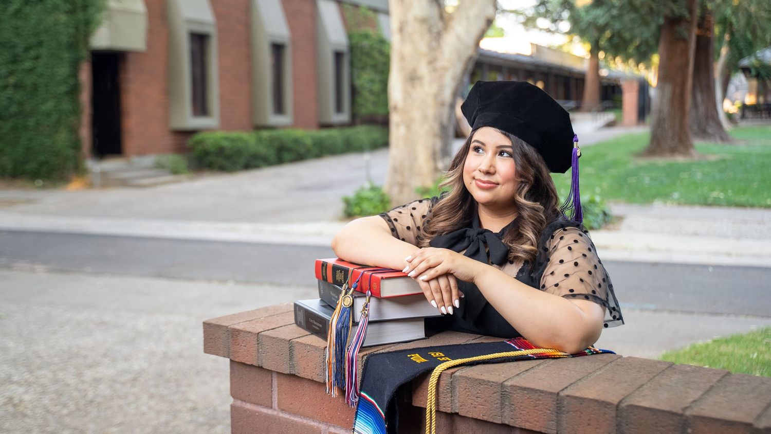 Graduation portrait session at McGeorge Law by The Padillas Sacramento graduation photographers.