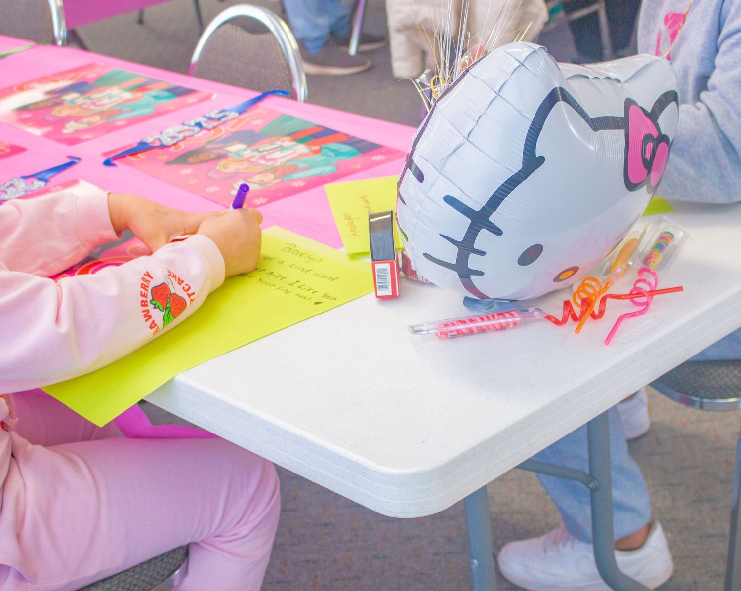 Young girl writing