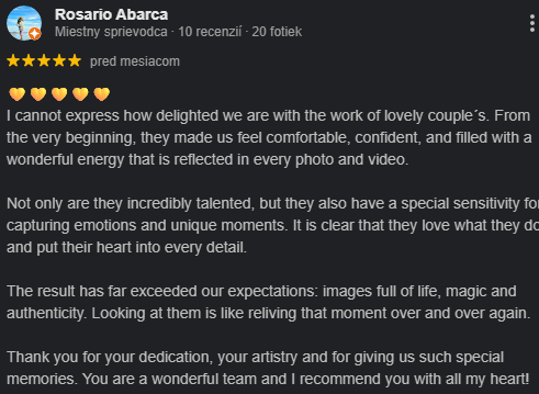 Romantic couple testimonial about photoshoot in Tenerife