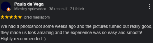 Google feedback from couple on Tenerife couple photoshoot