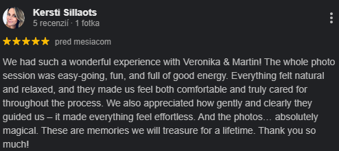 Happy client testimonial for portrait photography in Tenerife