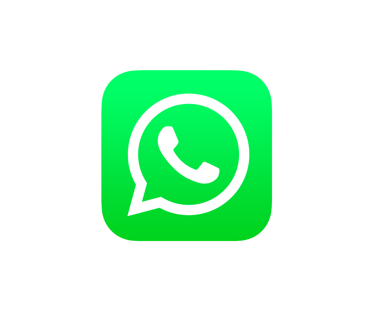 WhatsApp messaging application logo showing green speech bubble with phone icon.