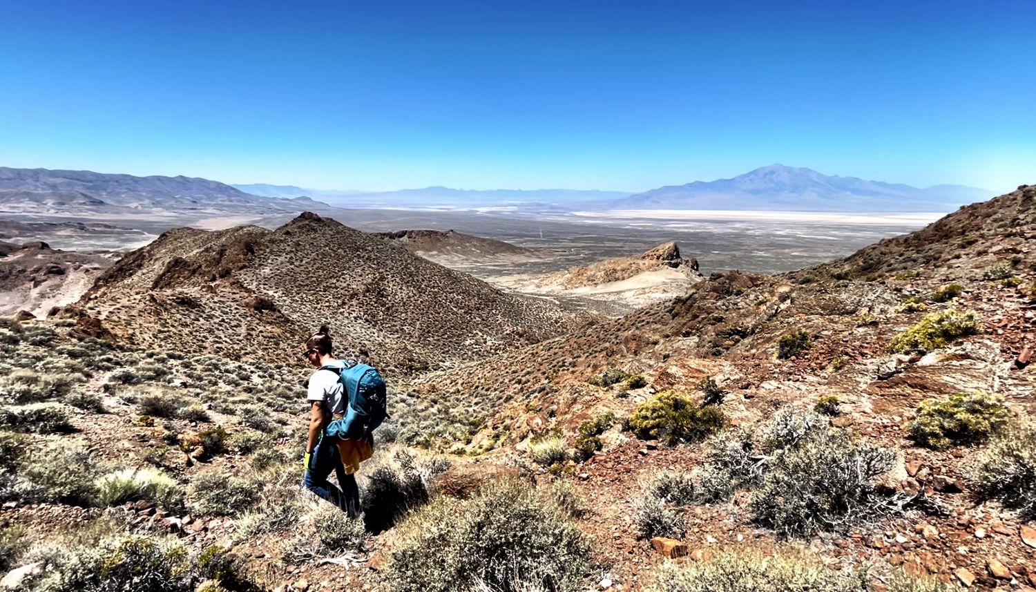 Desert landscape photographer Jenny Casad hiking through