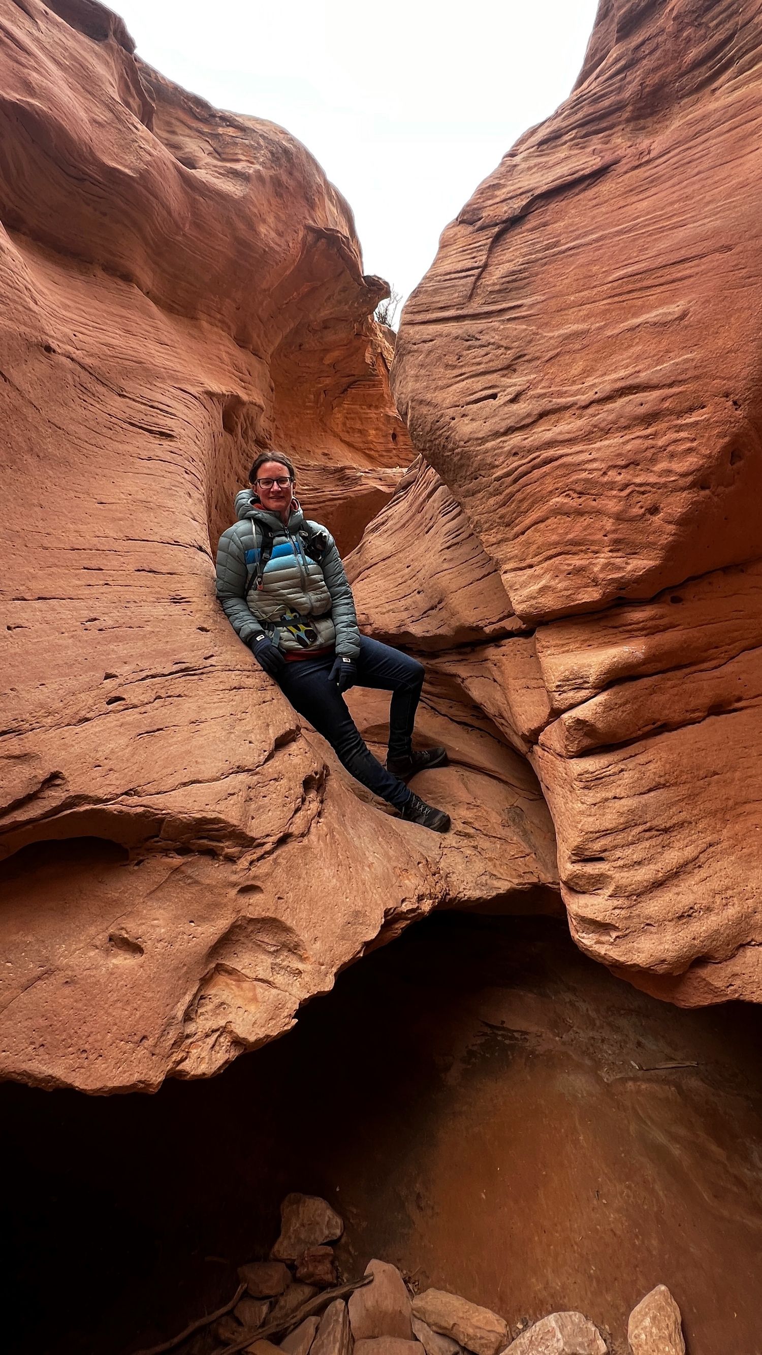 Photographer Jenny Casad in slot canyons of southwestern Utah