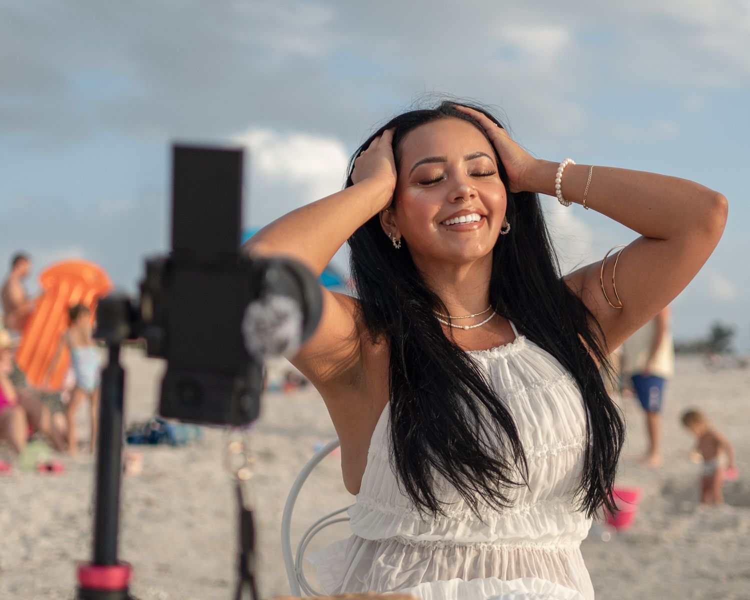 Influencer on beach