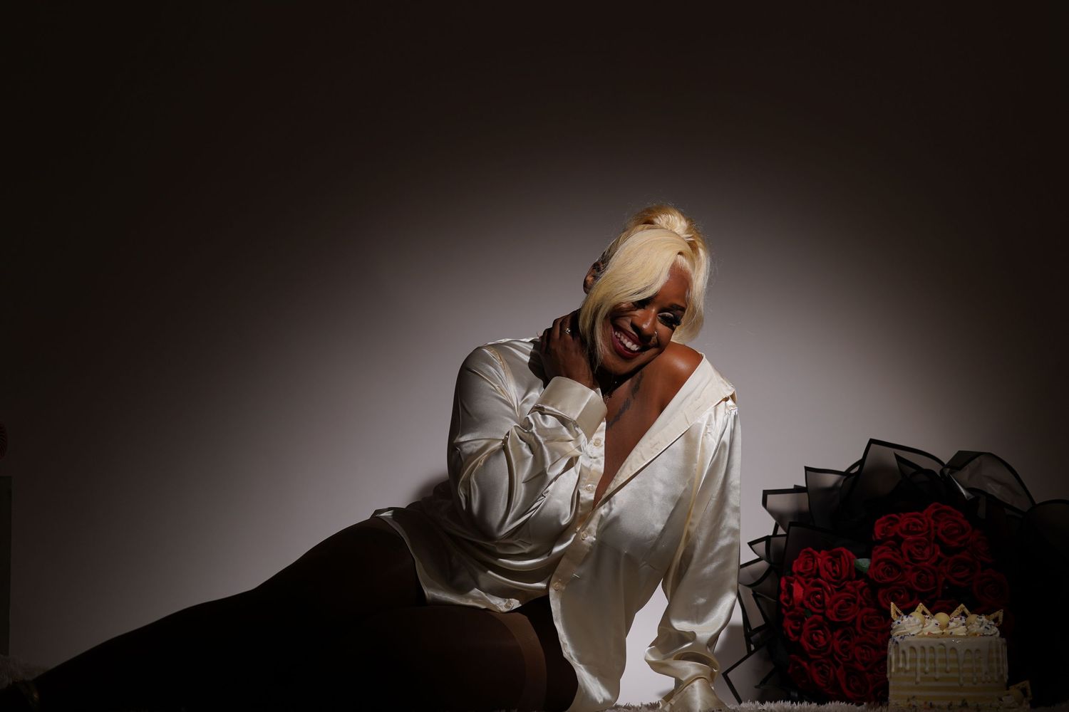 Artistic silhouette photos of someone with desserts in moody lighting in Saint Petersburg Florida.