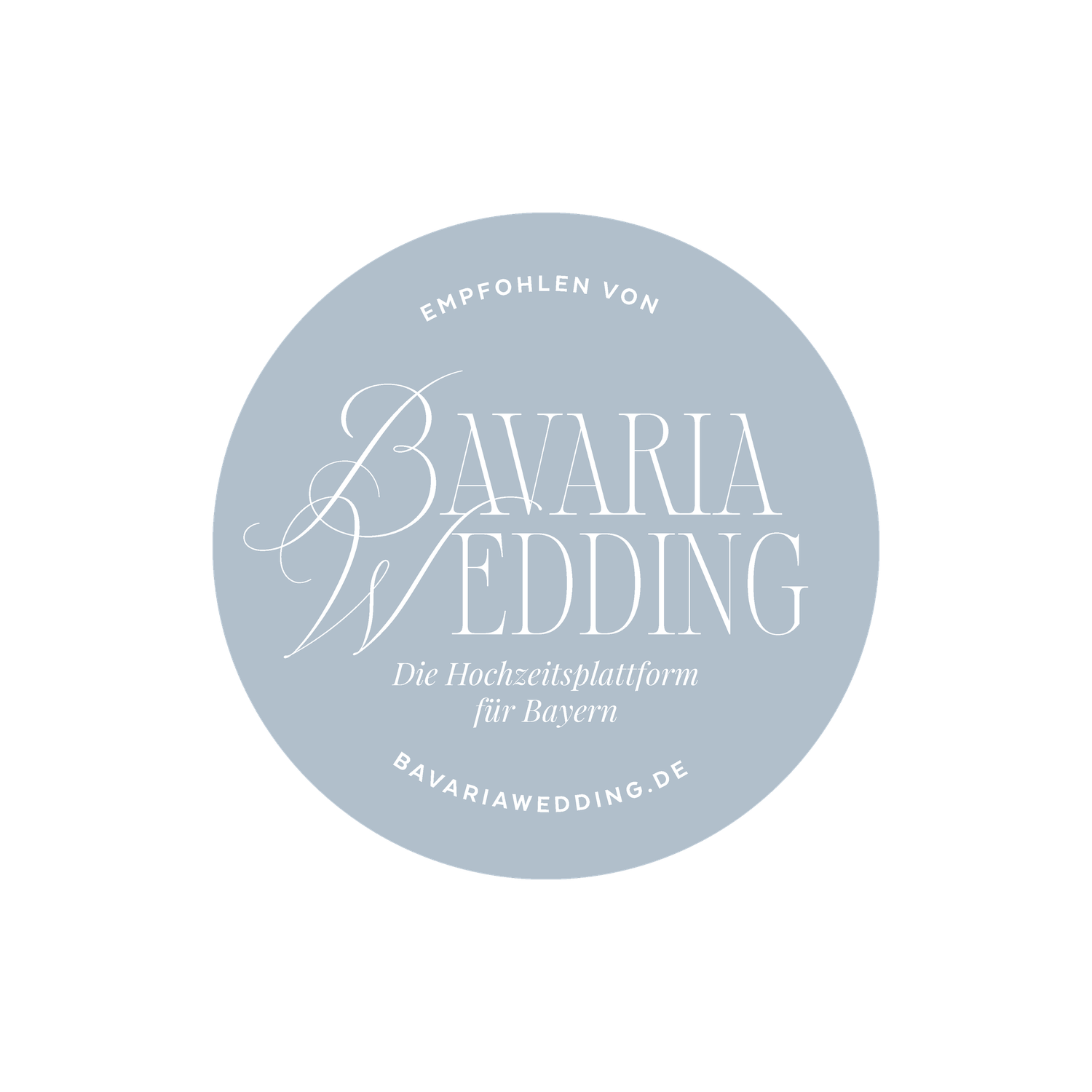 Light gray circular logo buttons showcasing wedding and event planning services for Bavaria Wedding.