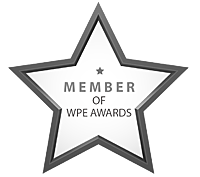 A black and white star-shaped logo with 'MEMBER OF WPF AWARDS' text centered inside.
