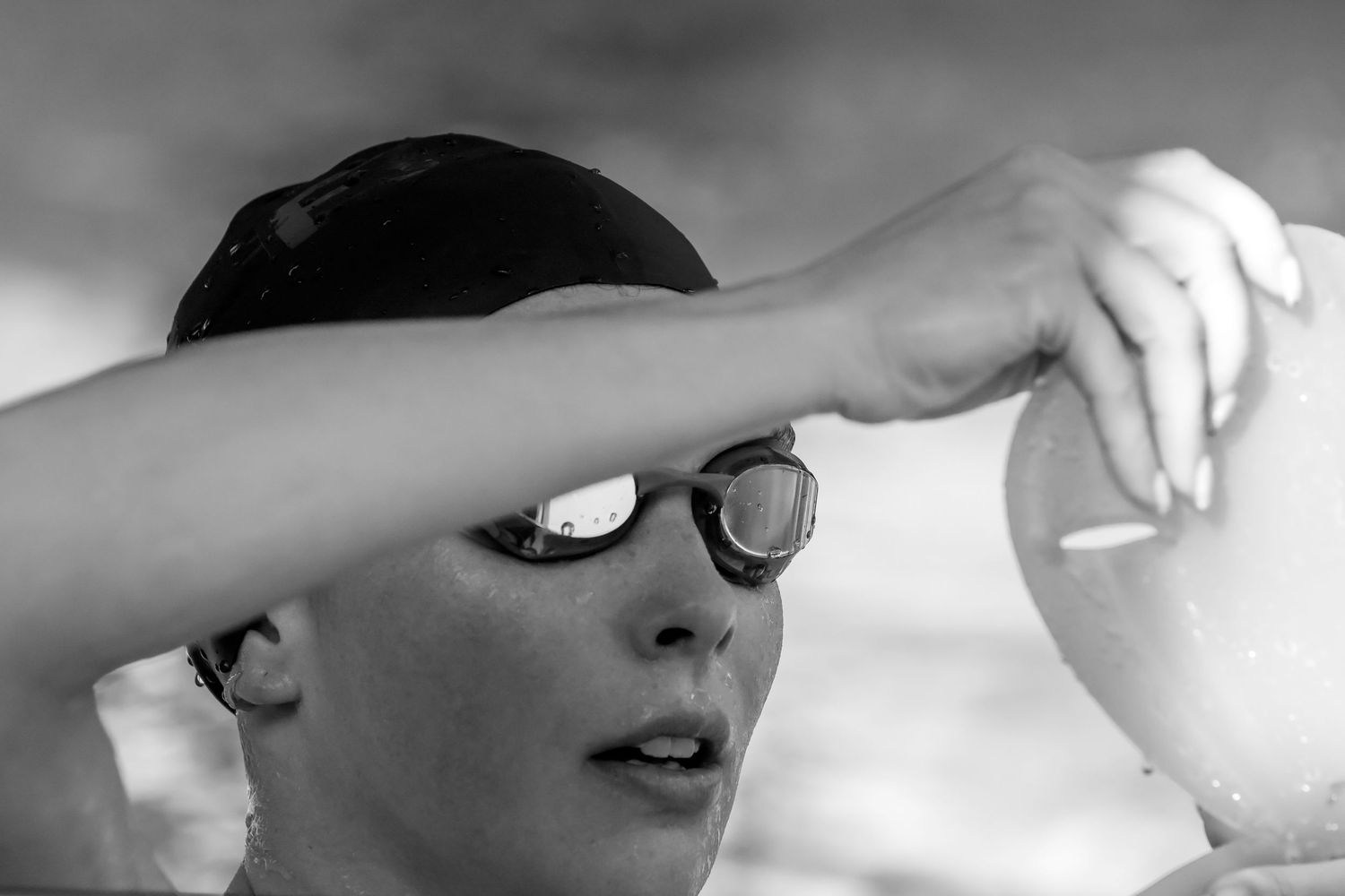 An artistic black and white sports photo series with motion blur effects.