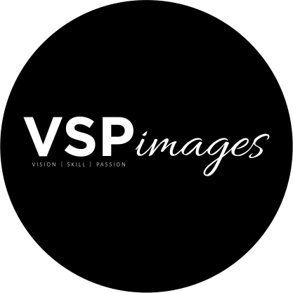 Circular black logo for VSP Images with white text and tagline.