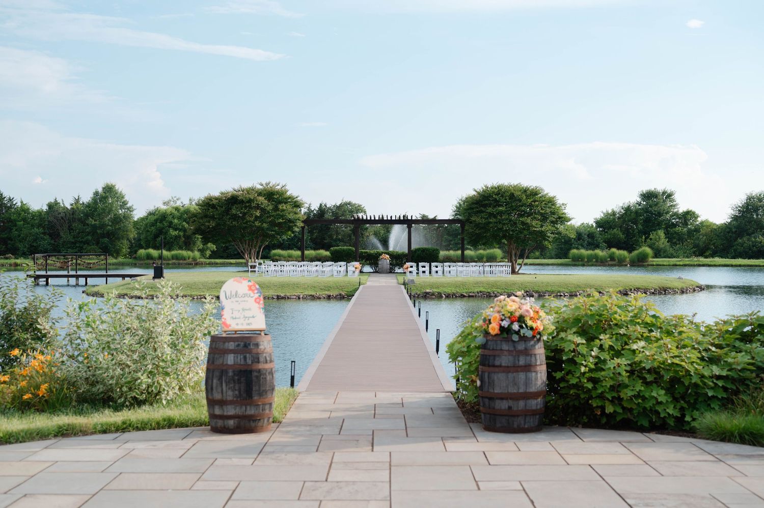 Ceremony site on the island at Old House Vineyards