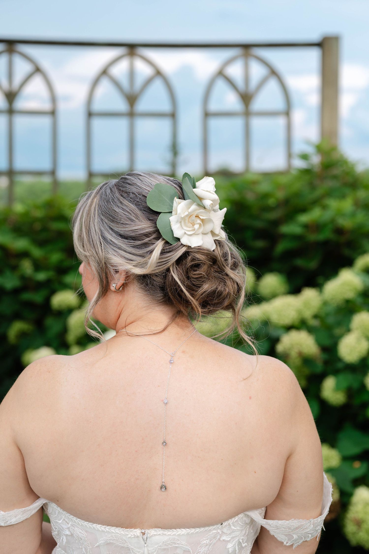 The brides hair