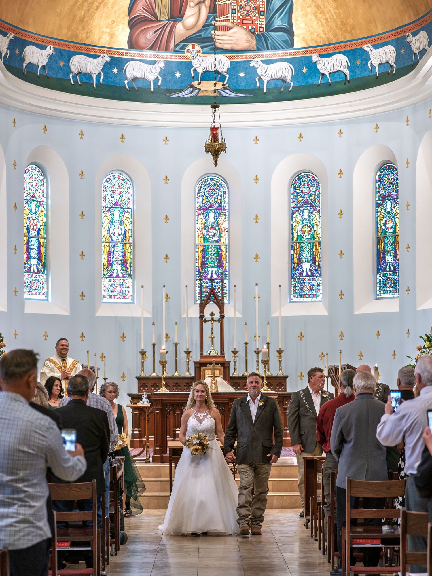 Bride and groom procession
