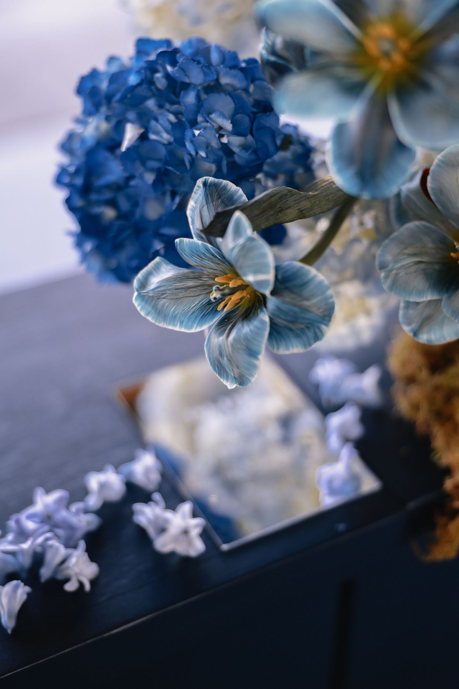 Blue Hour Editorial with The Mountain Aisle at Deet Flat Ranch in Nampa Idaho by Molly Vincent Photography luxury editorial blue wedding