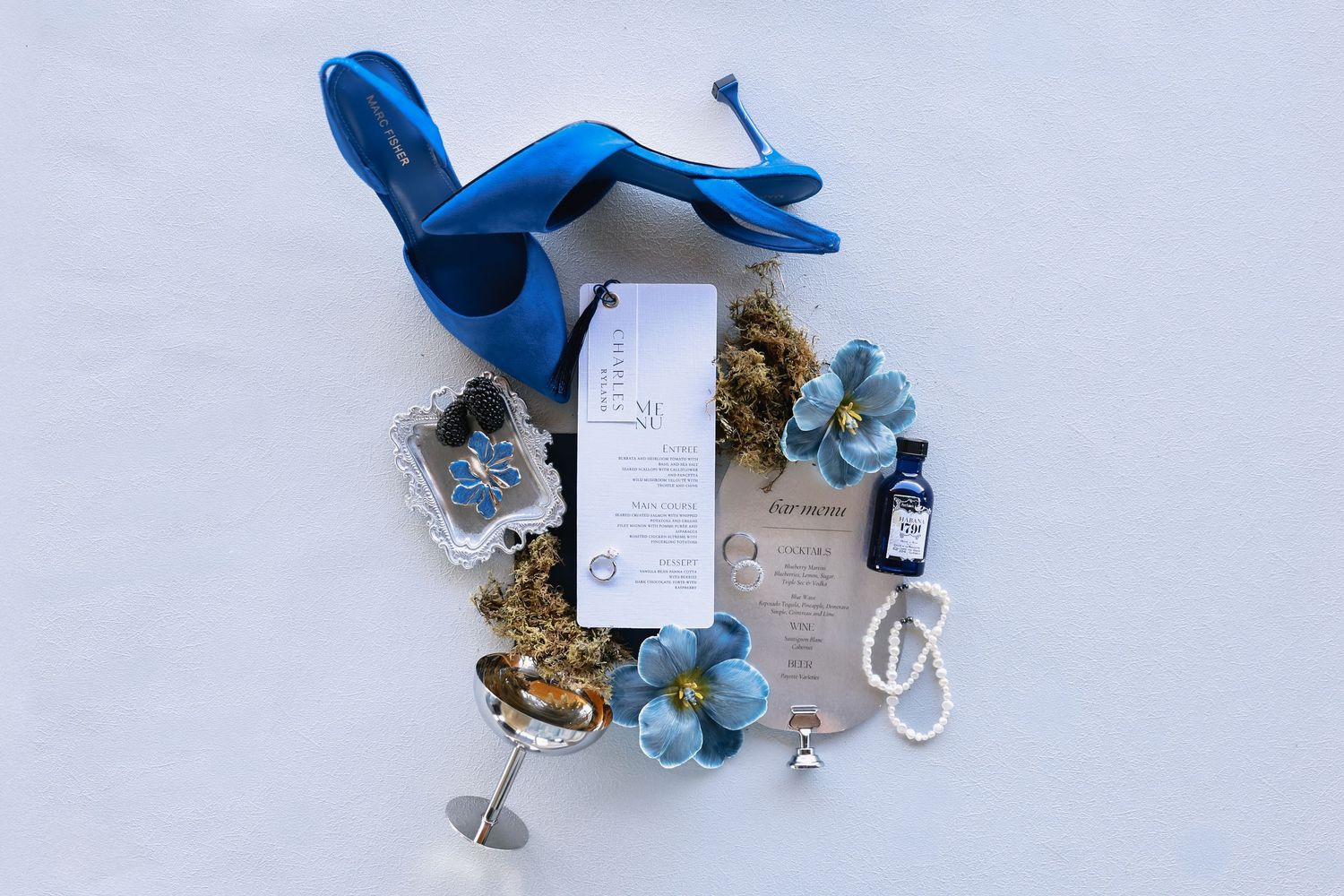 Blue Hour Editorial with The Mountain Aisle at Deet Flat Ranch in Nampa Idaho by Molly Vincent Photography luxury editorial blue wedding