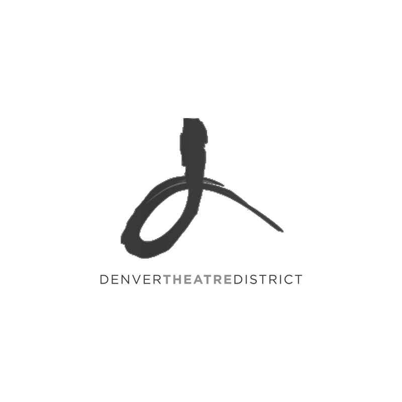 Denver Theatre District logo with stylized cursive D in black.