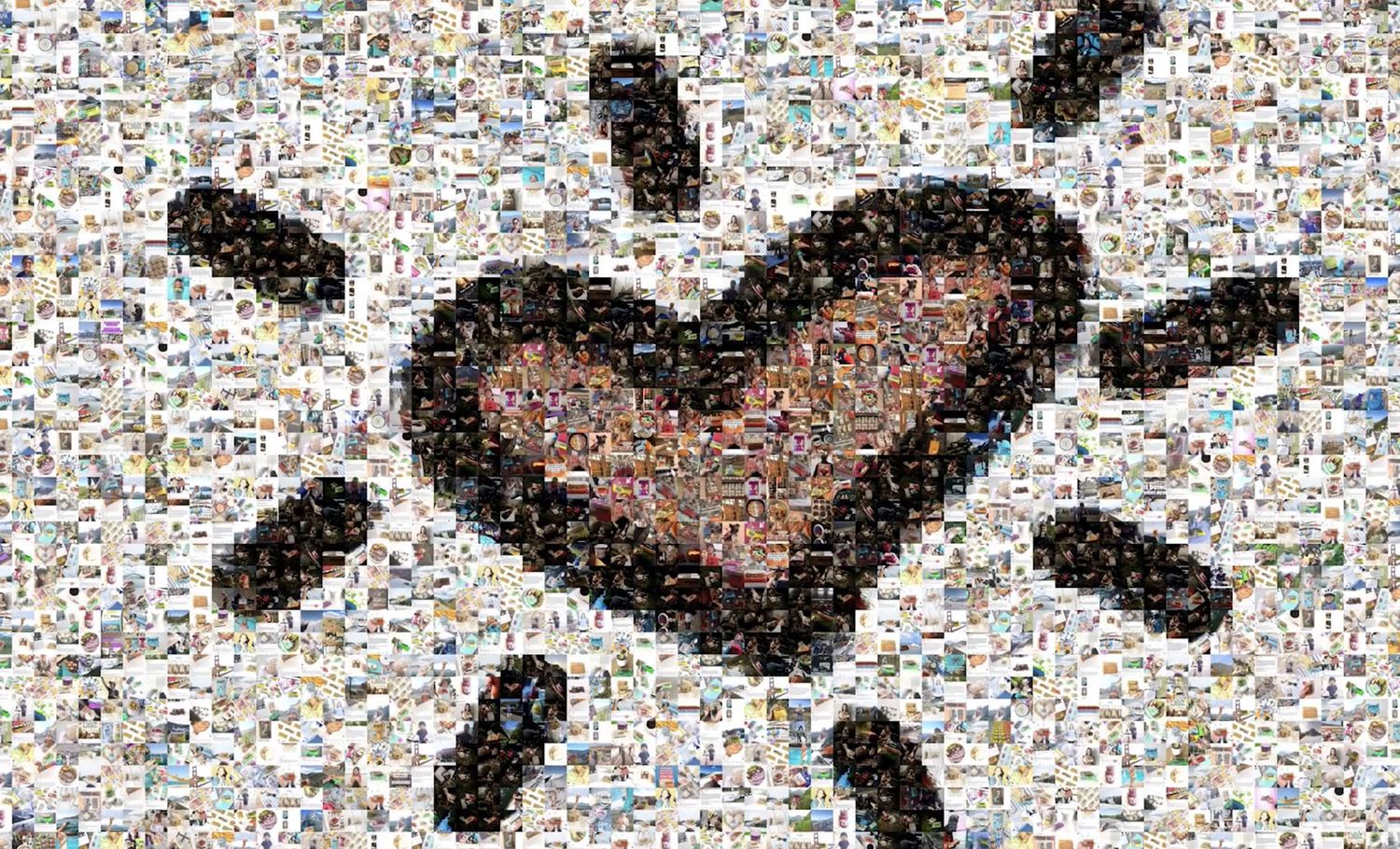 Abstract collage of various small images arranged in a mosaic pattern.