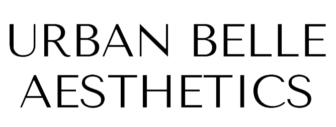 Black text reading 'URBAN BELLE AESTHETICS' in a minimalist modern font design against a white background.