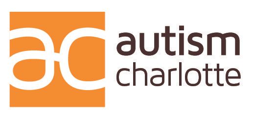 Orange and brown Autism Charlotte logo with squared AC design.