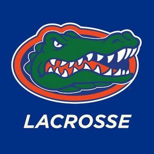 Florida Gators lacrosse logo featuring orange and blue alligator head on dark blue background.