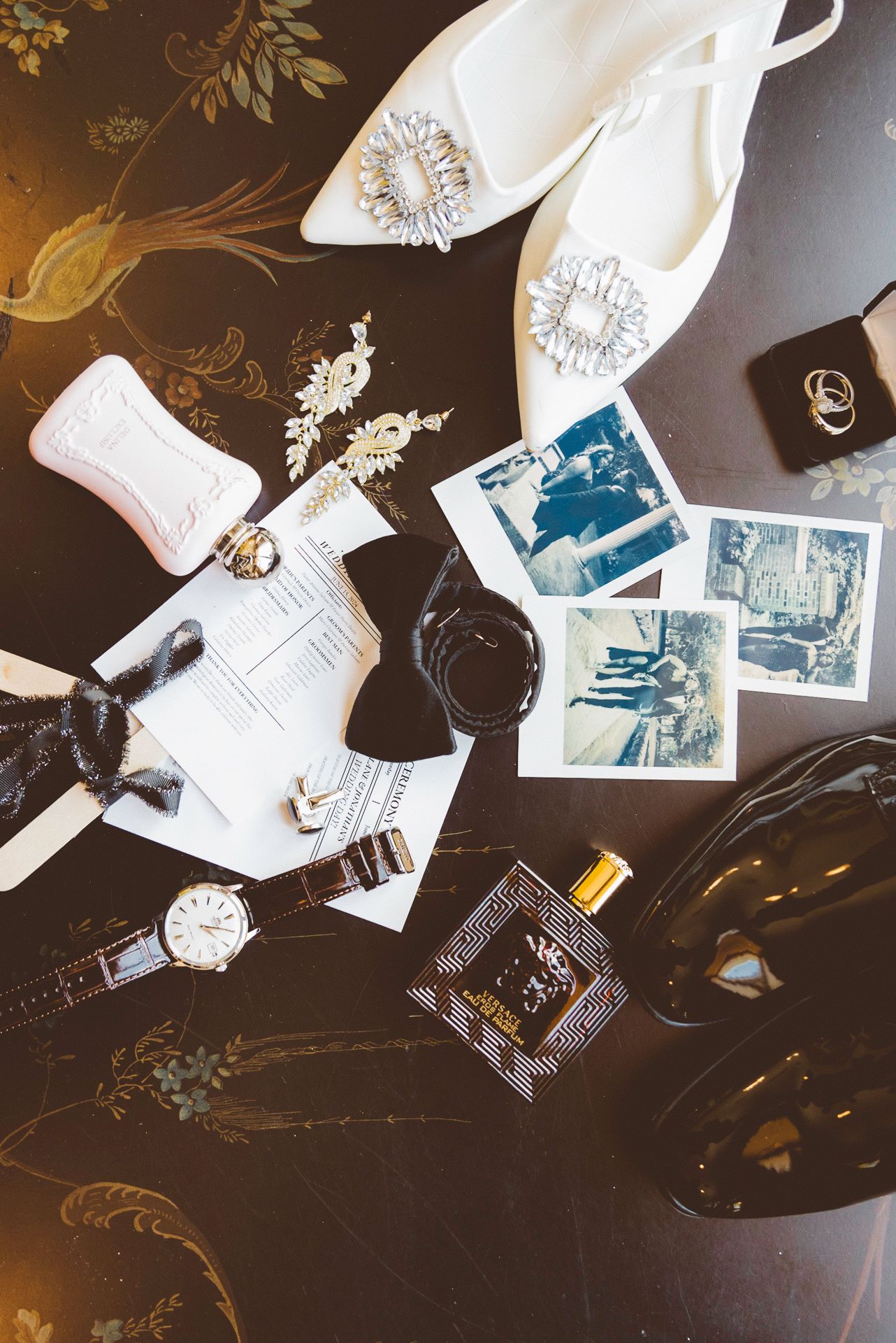 wedding favors and accessories layout flat