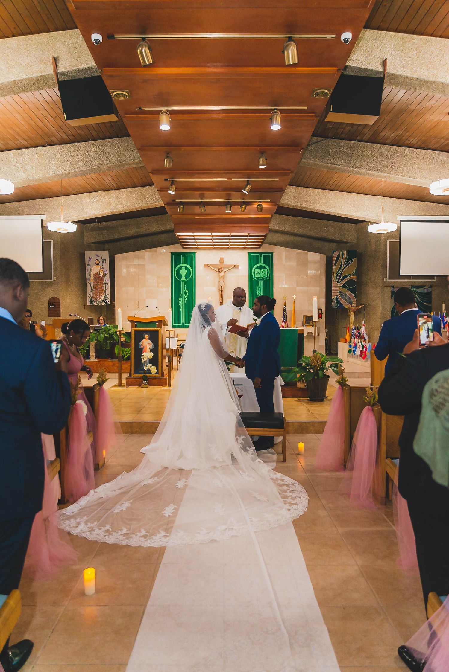 Beatiful church ceremony dress flowing nicely