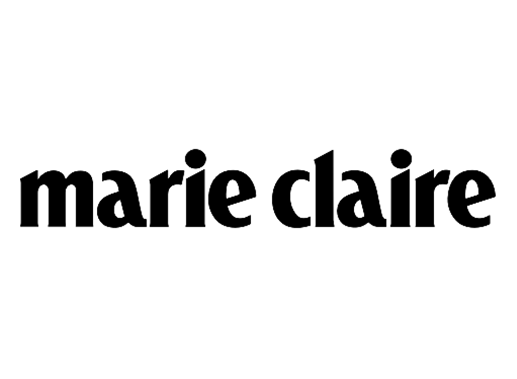 Marie Claire magazine logo in bold black lettering on white background.