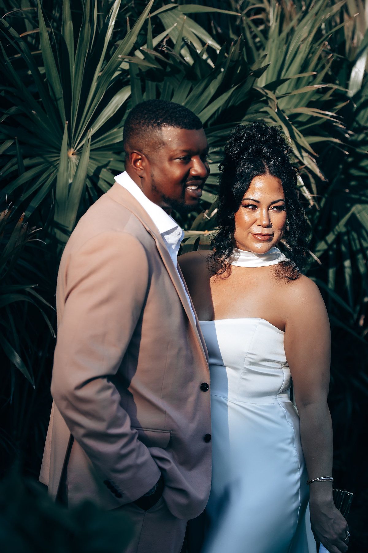 Bride and groom romantic portrait at Dreams Natura Cancun Mexico