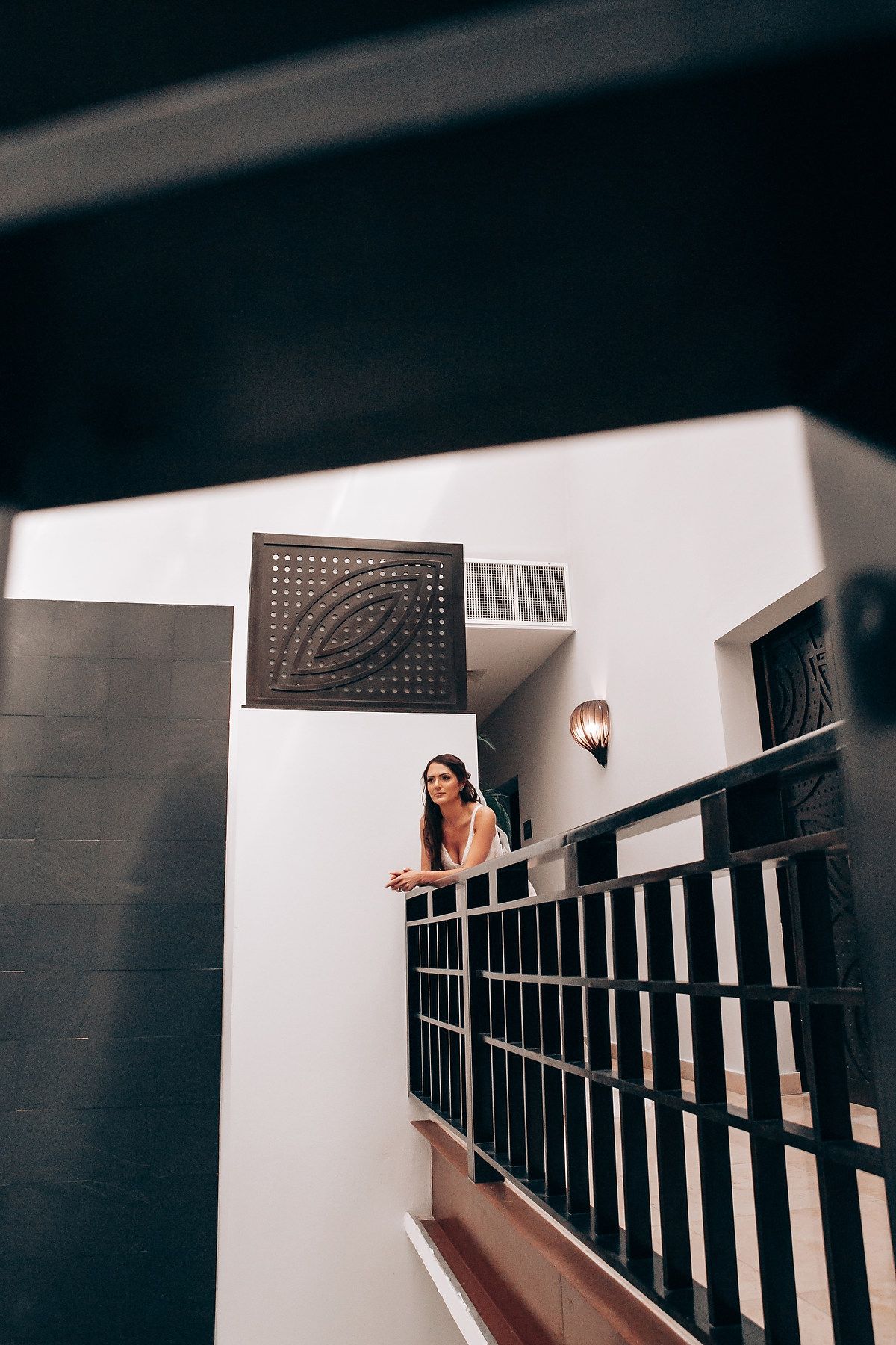 Artistic black and white stairwell photos showing dramatic angles and shadows.