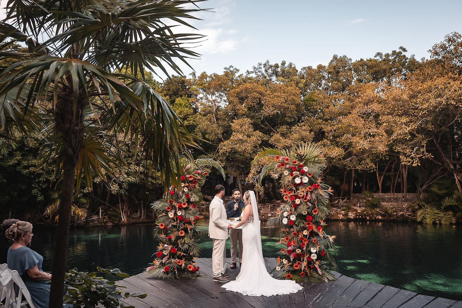 Tropical destination wedding setup at Sandos Caracol Eco Resort Mexico