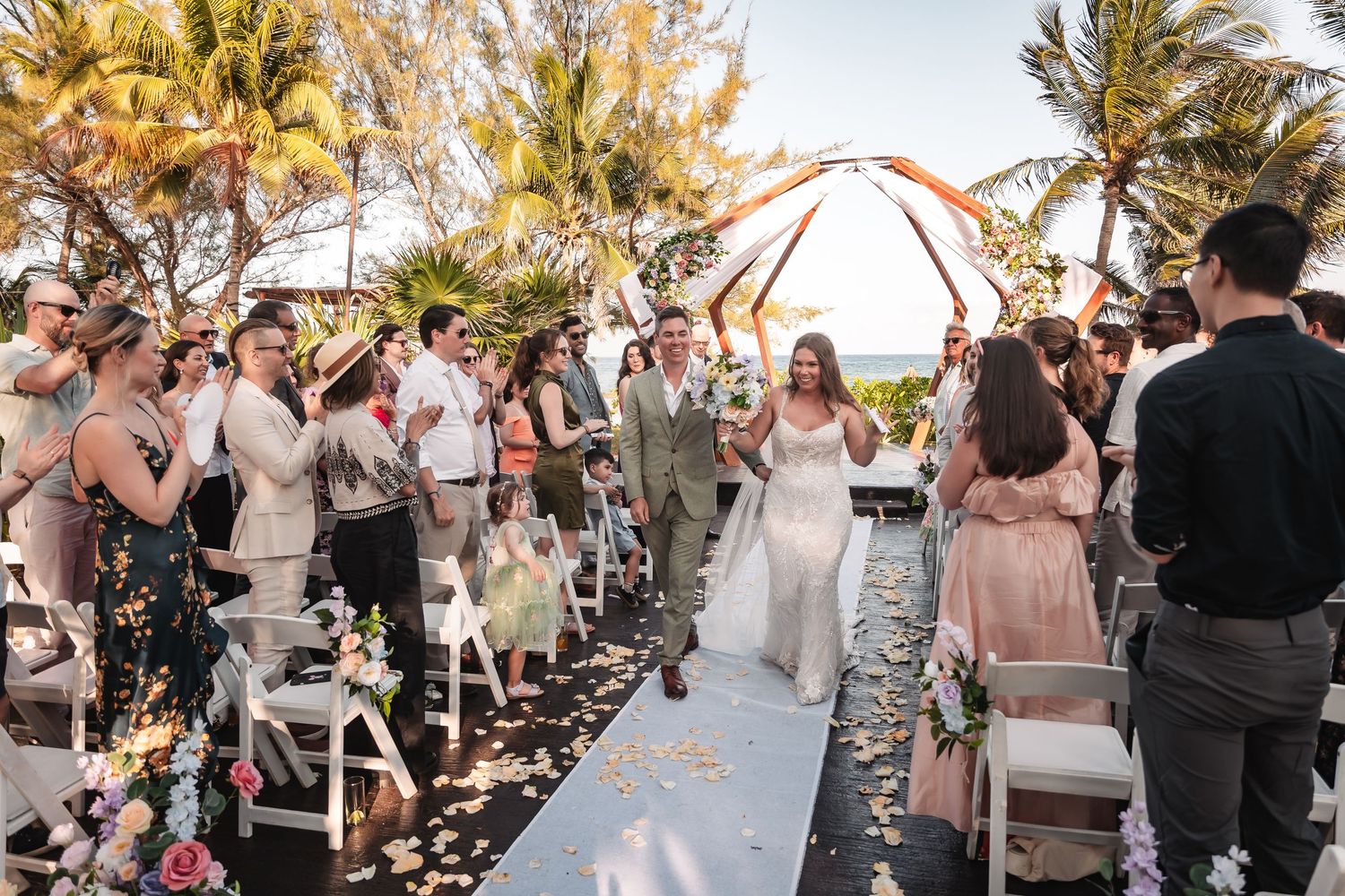 Beachfront wedding ceremony at The Fives Beach Hotel Playa del Carmen