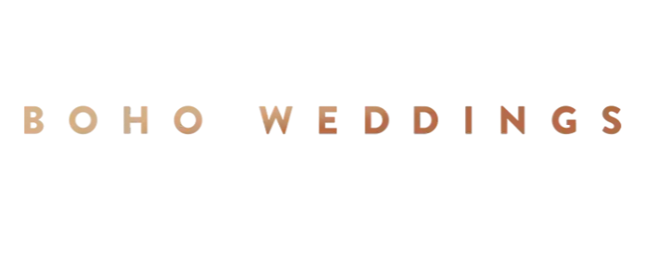 Simple text banner displaying 'Boho Weddings' in minimalist design.