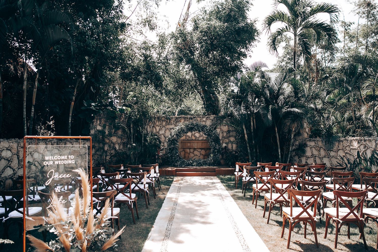 Mahekal Beach tropical garden wedding ceremony Playa del Carmen Mexico