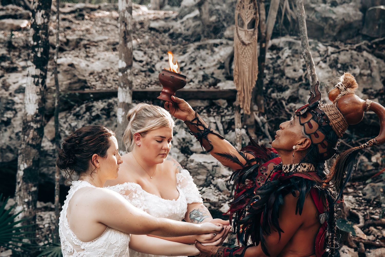 Same-Sex mayan wedding videography Cenote in Tulum Riviera Maya