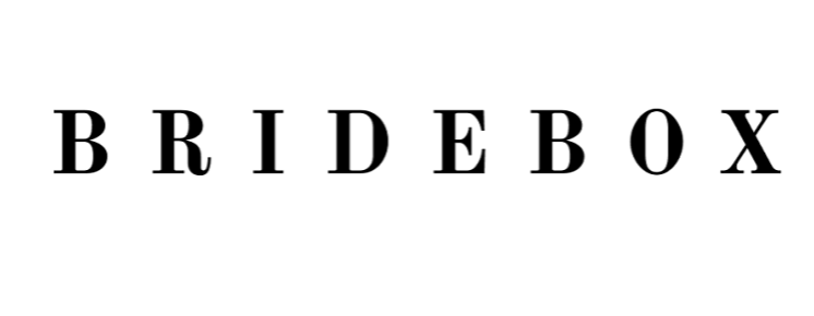 Sophisticated typography showing 'Bridebox' in bold black lettering.