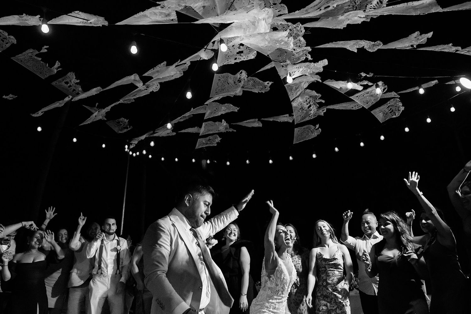 Bride and groom celebrating wedding at Barcelo Riviera Maya