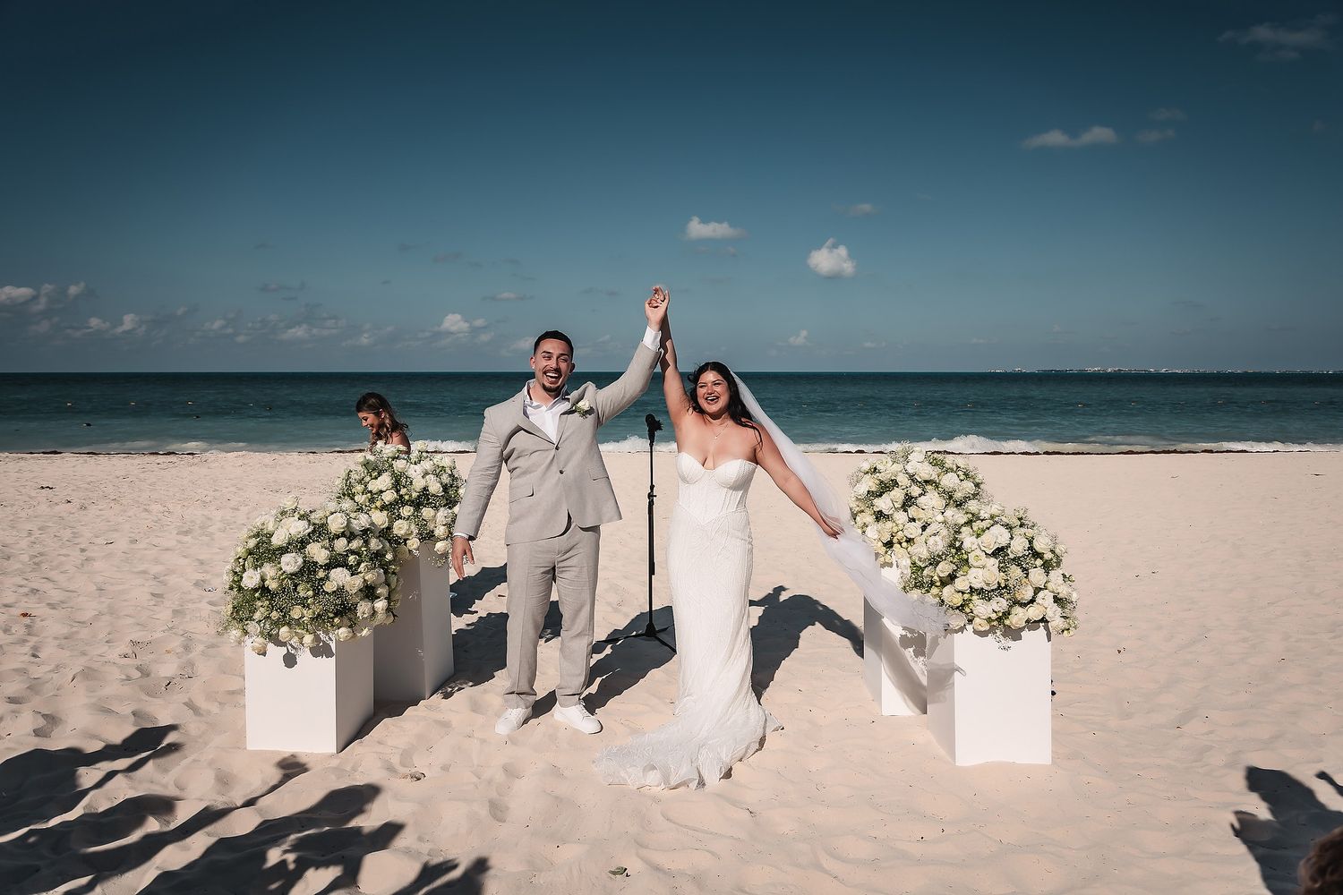Beachfront wedding ceremony at Dreams Playa Mujeres Cancun