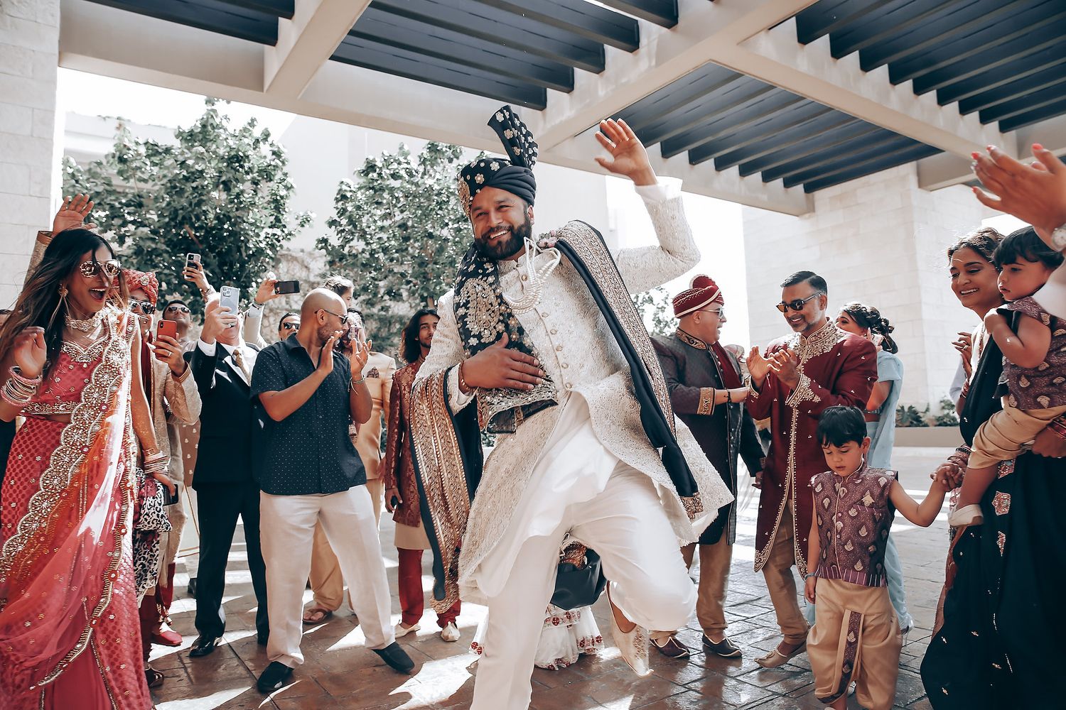 South Asian wedding reception dancing in Tulum Mexico