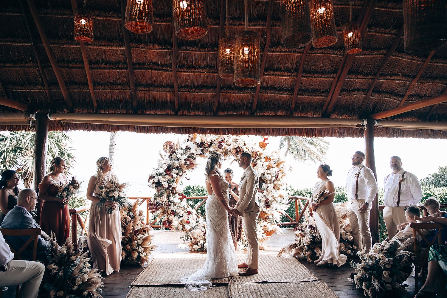 Romantic beach wedding ceremony at Dreams Tulum Riviera Maya Mexico