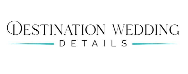 Stylized text reading 'Destination Wedding Details' in elegant typography.