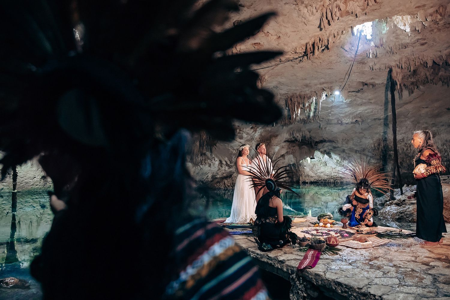 Underground cenote wedding photography Cenote Taak Bi Ha Riviera Maya